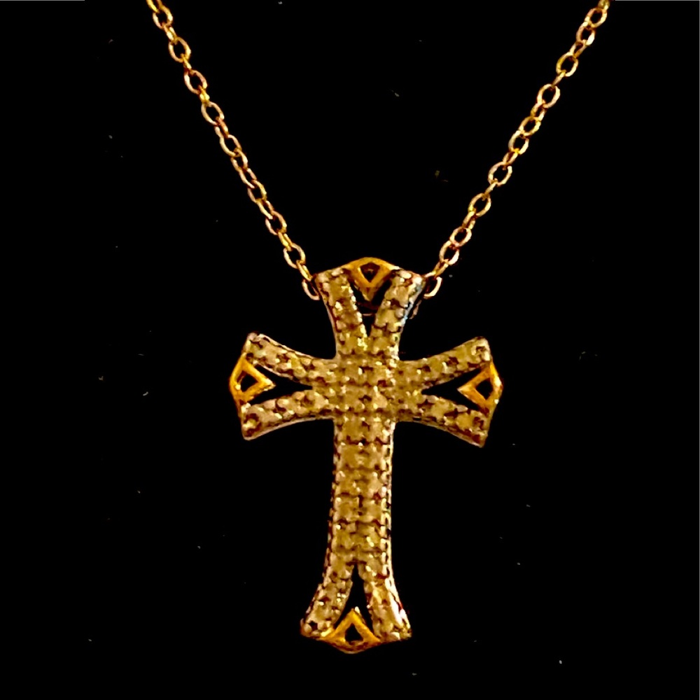 925 sterling silver 18 karat gold diamond accent necklace